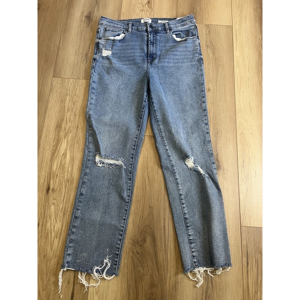 Kensie Vintage Luxe The Slim Jeans Womens 10/30 Distressed Raw Hem Blue Denim
